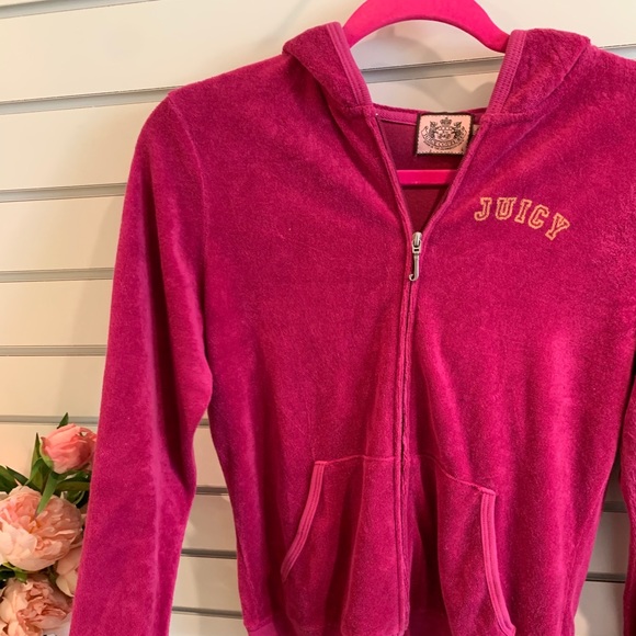 Juicy Couture terry cloth zip up raspberry color - Picture 6 of 13